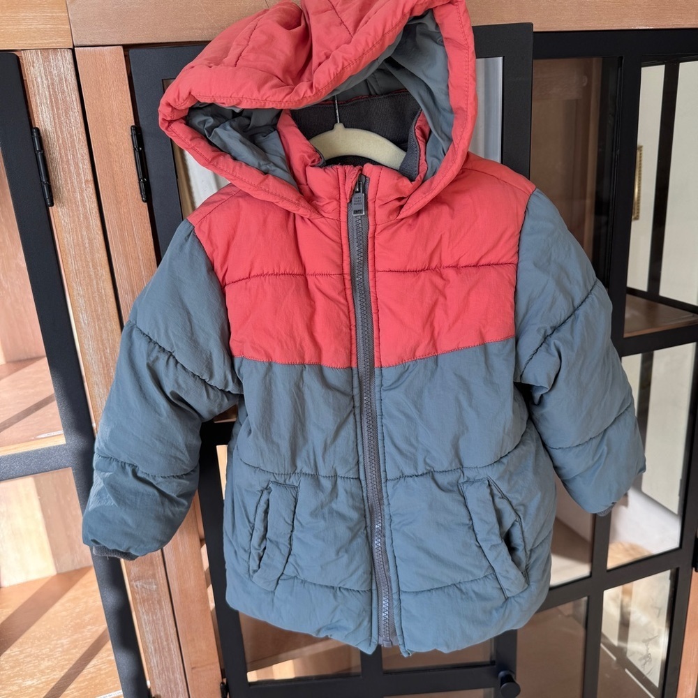 Zara Kids puffer jacket zip up hooded toddler boys fleece lined zipper